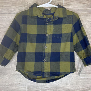 12M: Olive + Navy Checkered Flannel