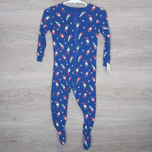 12-18M: Blue Gnome Print Zip-Up Pajamas