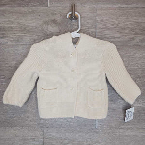 3-6M: Cream Knit Hooded Cardigan