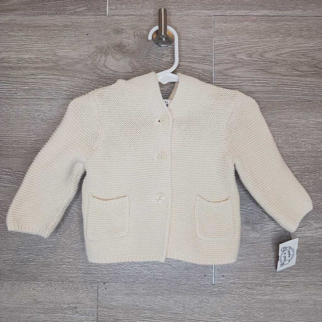 3-6M: Cream Knit Hooded Cardigan