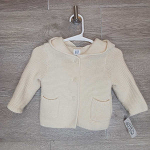 3-6M: Cream Hooded Knit Cardigan