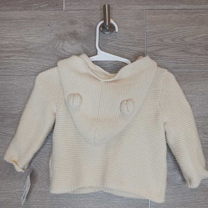 3-6M: Cream Hooded Knit Cardigan