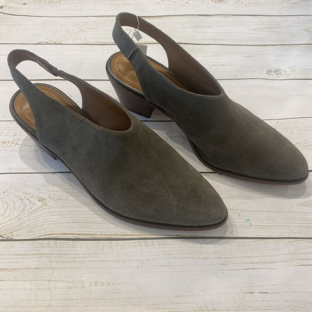 Size 8: Grey Suede Pointed Toe Mules