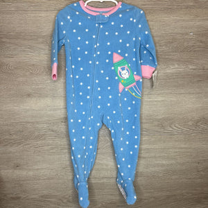 12M: Blue Star Rocket Bunny Fleece Pajamas