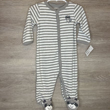 Load image into Gallery viewer, 9M: Grey Striped Terry Pajamas
