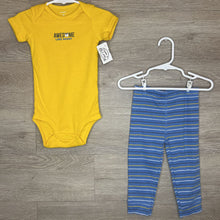 Load image into Gallery viewer, 12M: NEW Yellow + Striped Awesome Like Daddy 2pc Set
