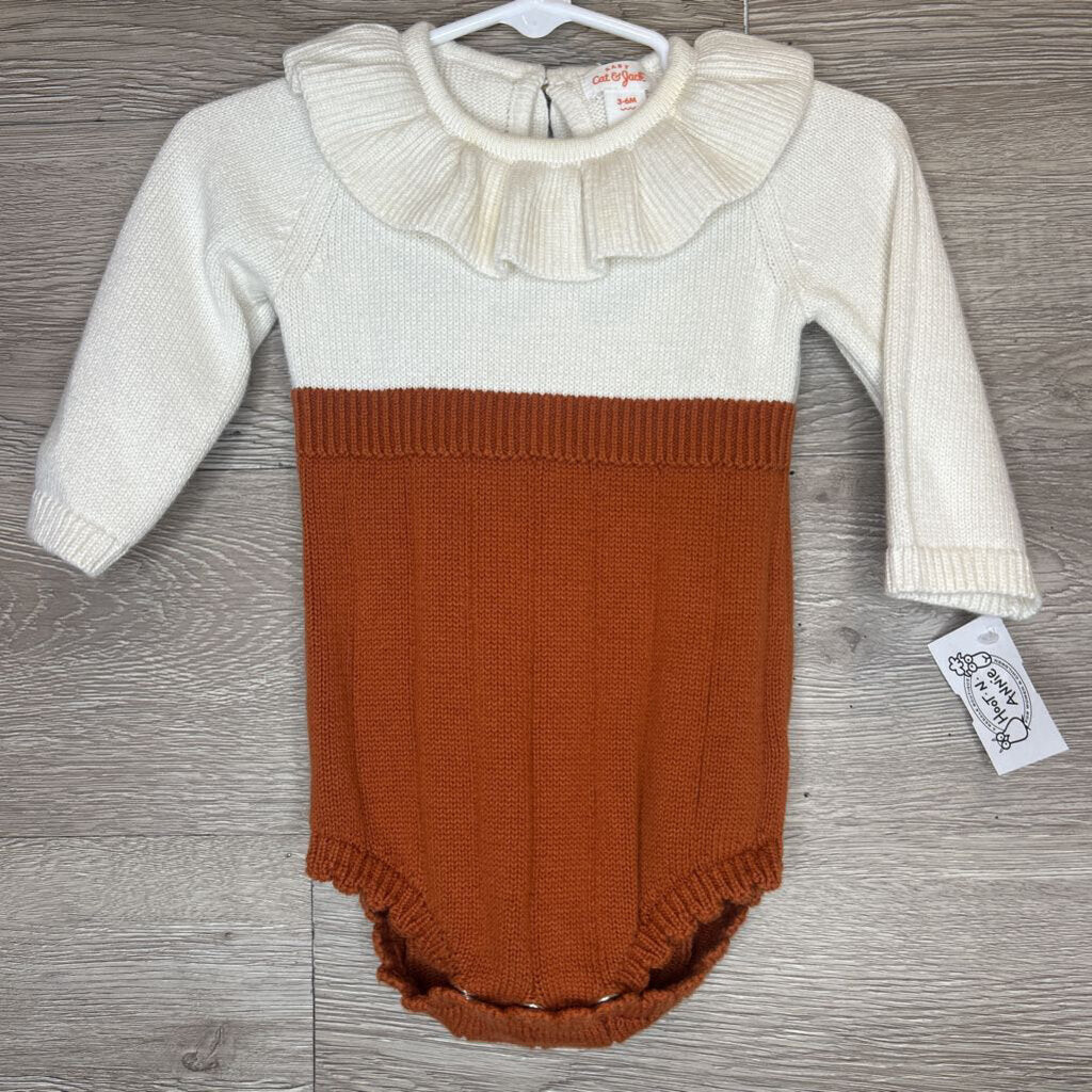 3-6M: Cream + Spice Knit L/S Romper