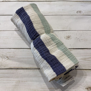 Aden + Anais Blue + Beige Striped Muslin Swaddle Blanket