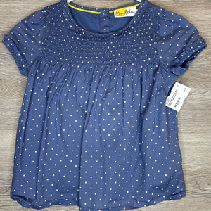 7/8: Dusty Blue Polka Dot Smocked Top