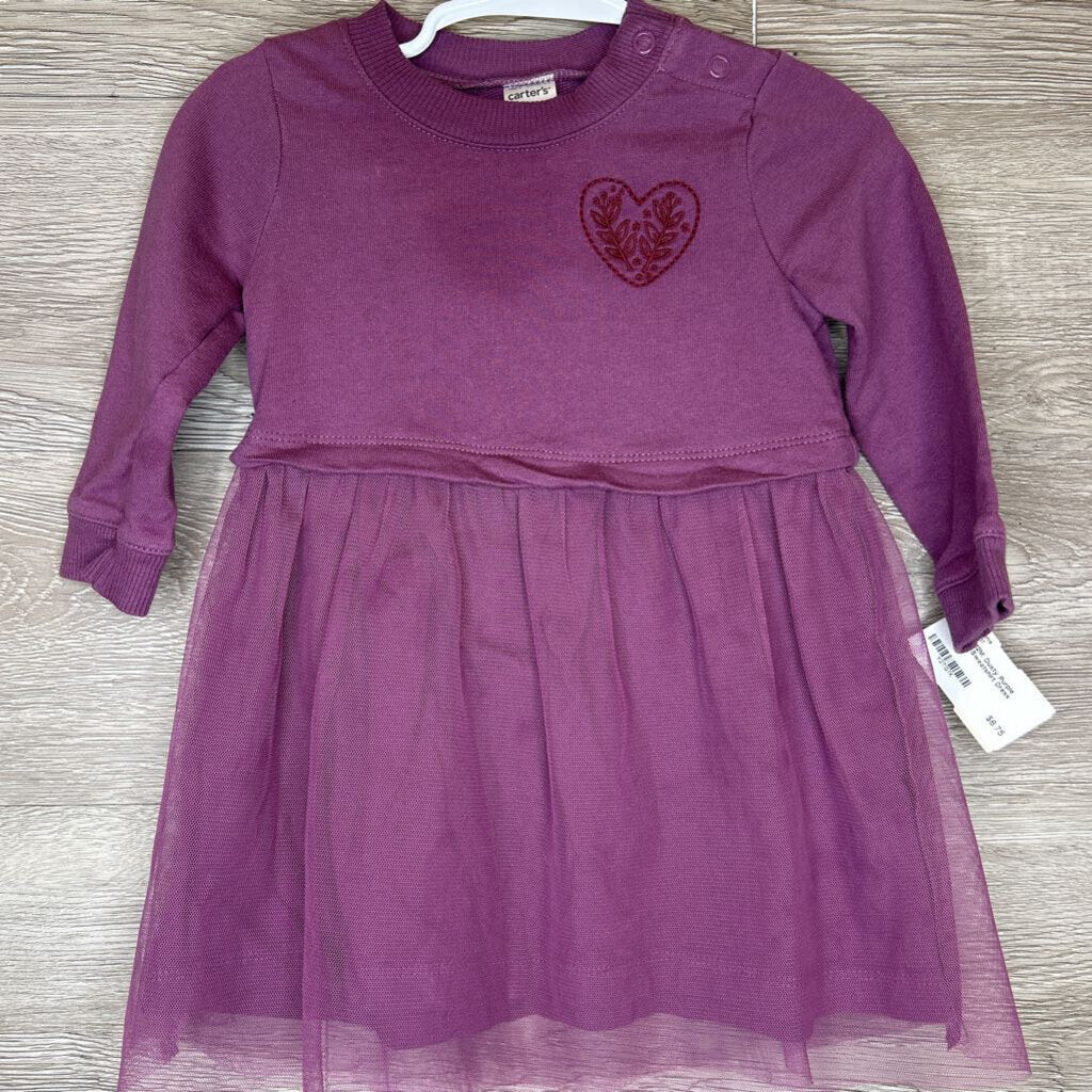 12M: Dusty Purple Tulle L/S Sweatshirt Dress