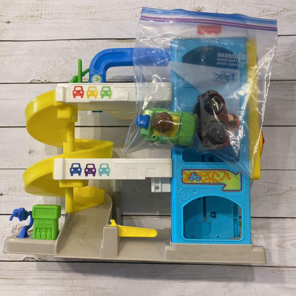 Fisher Price Little People Parking Garage w/ 2 Cars