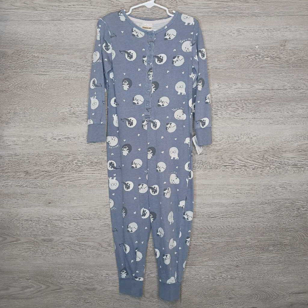 3: Dusty Blue Animal Dot Footless Snap Pajamas