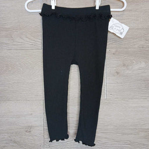 12-18M: Black Ribbed Ruffle Waist Leggings