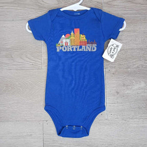 3-6M: Blue Organic Portland Onesie