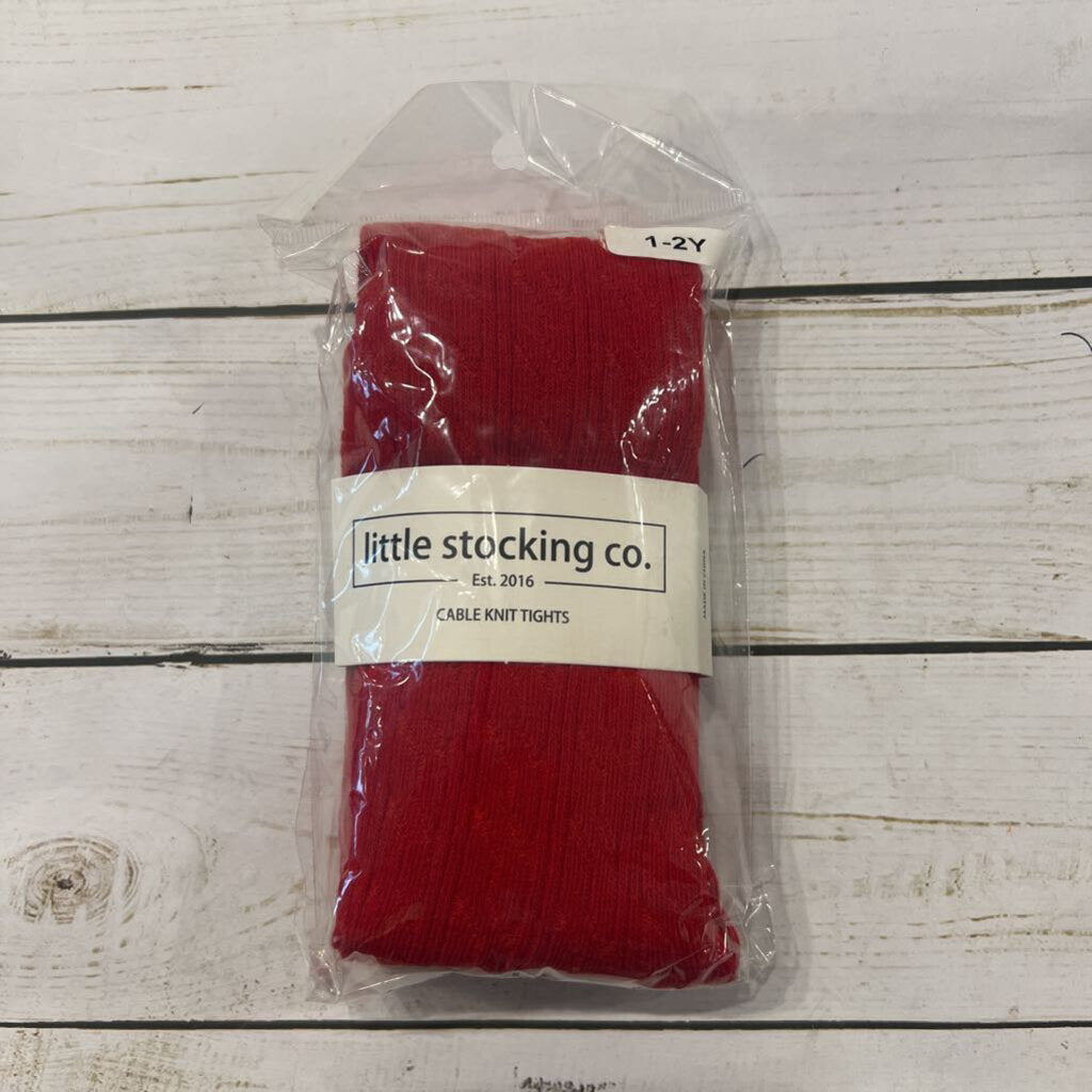 1-2Y: NEW Red Cable Knit Tights