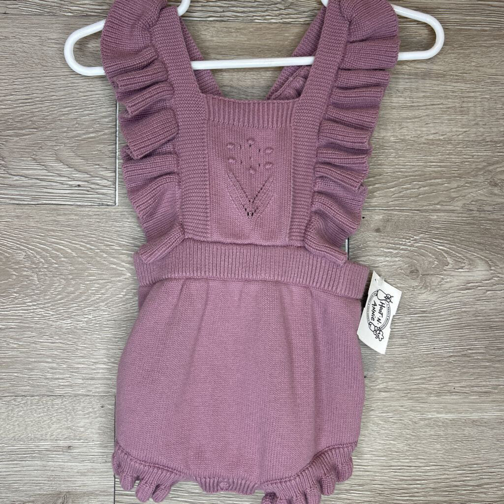 3-6M: Dusty Purple Flutter Knit Overall