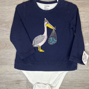 18-24M: Navy Pelican Layered Onesie