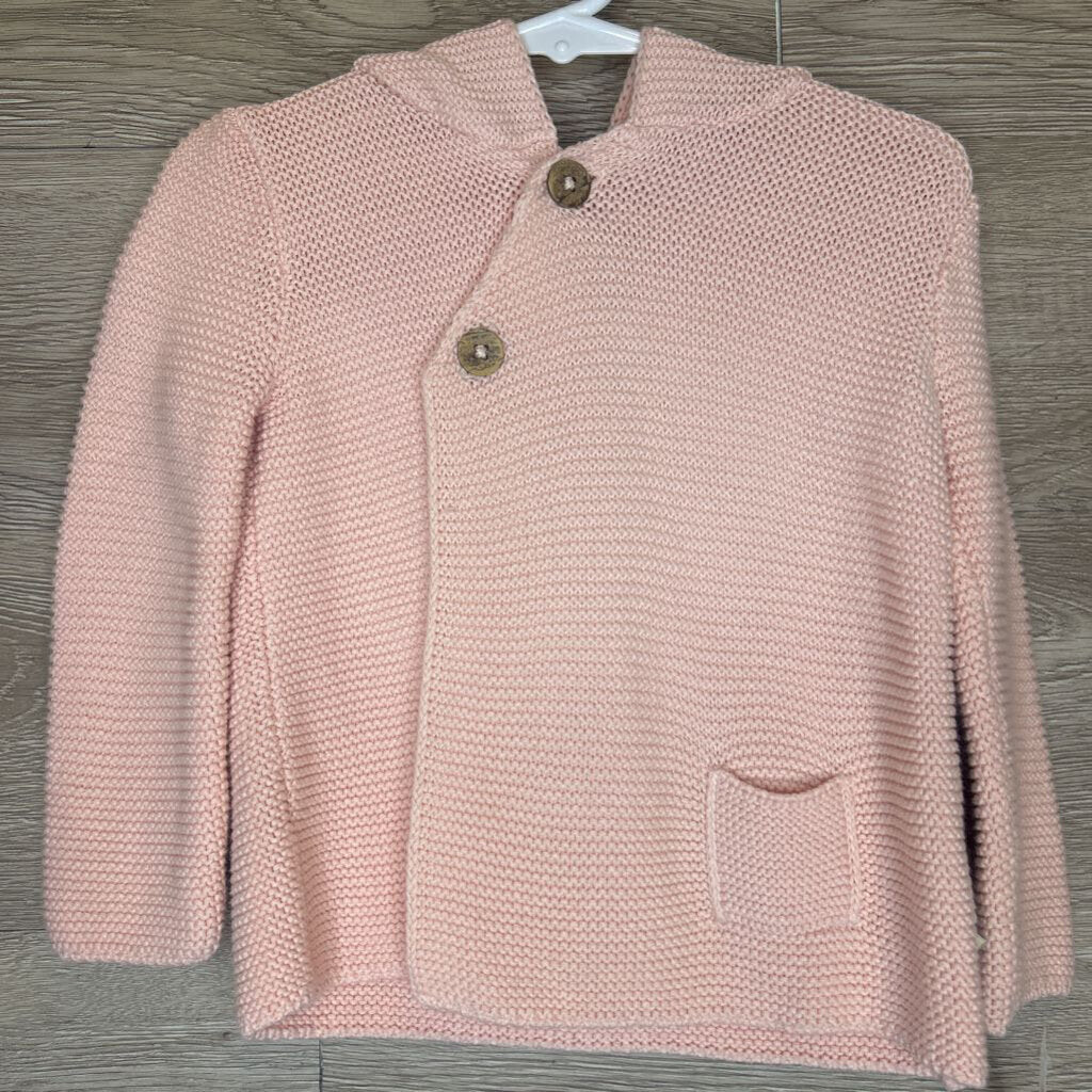 6-12M: Organic Pink Knit Hooded Cardigan