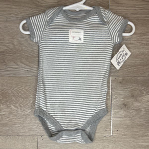 0-3M: Grey Striped Organic Onesie