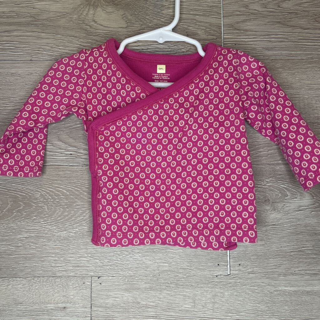 3-6M: Magenta Floral Side Snap L/S Top