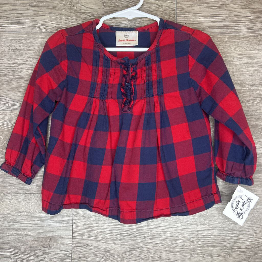 80/18-24M: Navy + Red Checkered Blouse