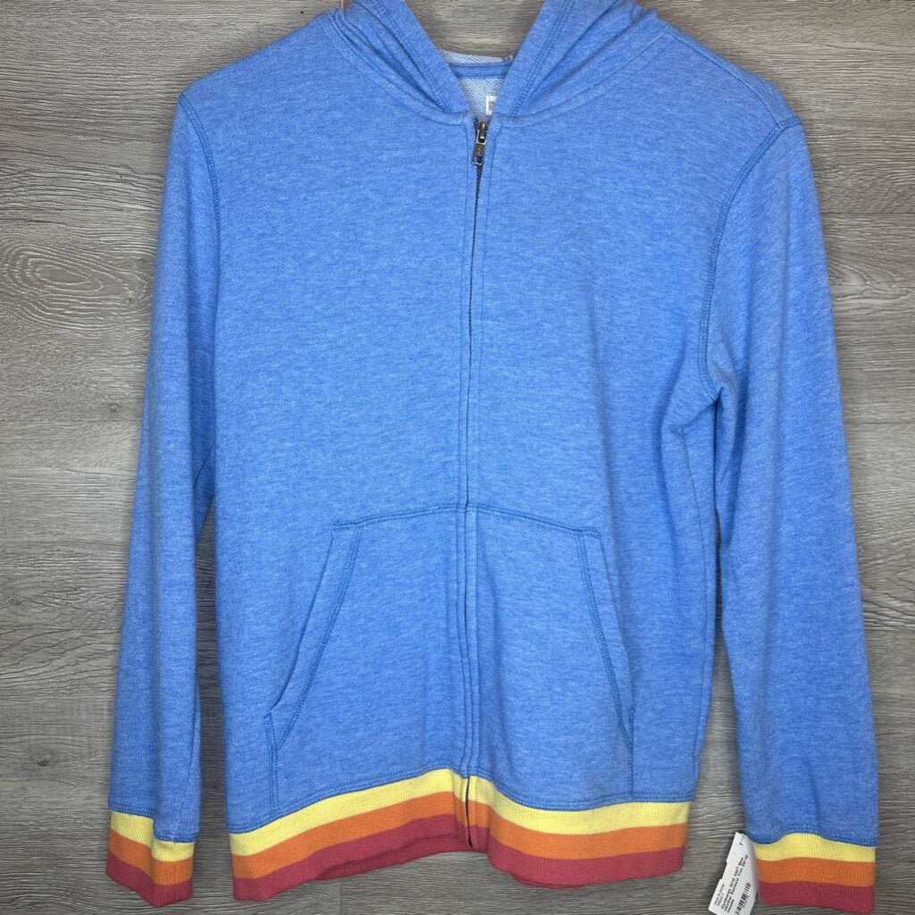 10/12: NWT Blue Heather Rainbow Trim Zip-Up Hoodie