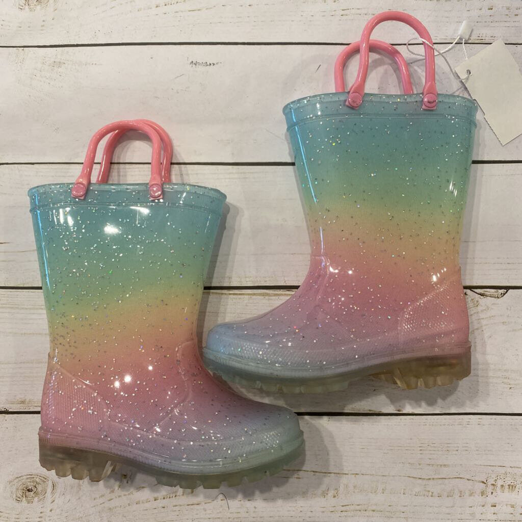 Size 6: Pastel Rainbow Rain Boots