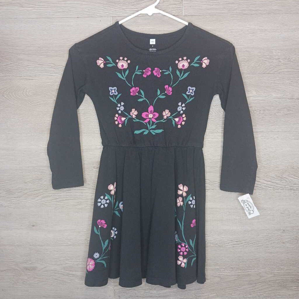 7: Black Floral Detailed L/S Dress