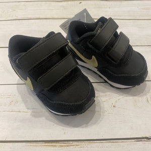 Size 2: Black + Gold Velcro Valiant Sneakers