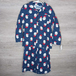 5T: Blue Santa Print 2pc Flannel Pajamas