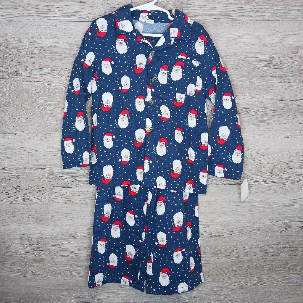 5T: Blue Santa Print 2pc Flannel Pajamas