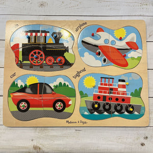 Melissa & Doug 4-in-1 Peg Puzzle Vehicles