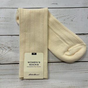 M: NEW Cream Ribbed Socks