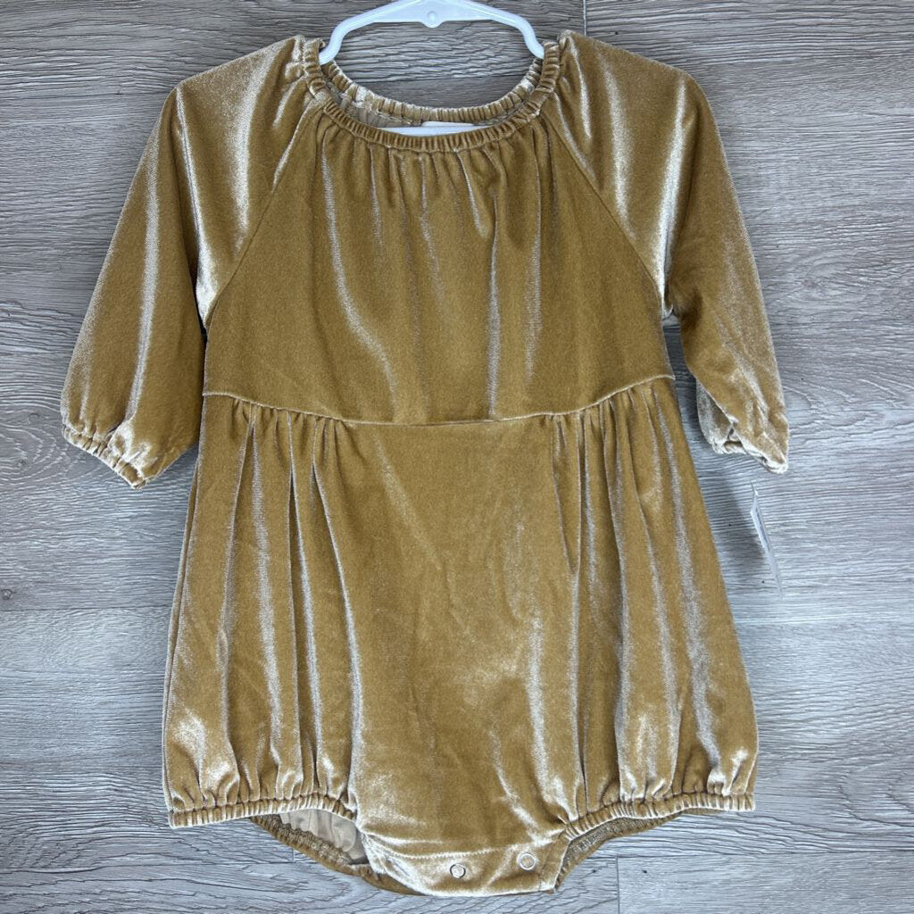 18-24M: Beige Velour L/S Balloon Romper