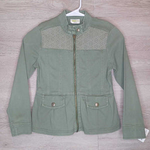 7/8: Army Green Eyelet Detail Jacket