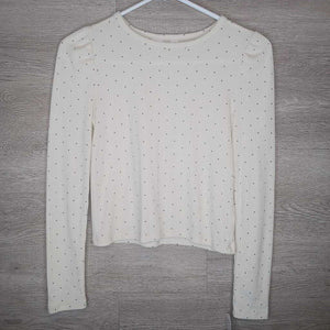 10: Cream Ribbed Polka Dot Top