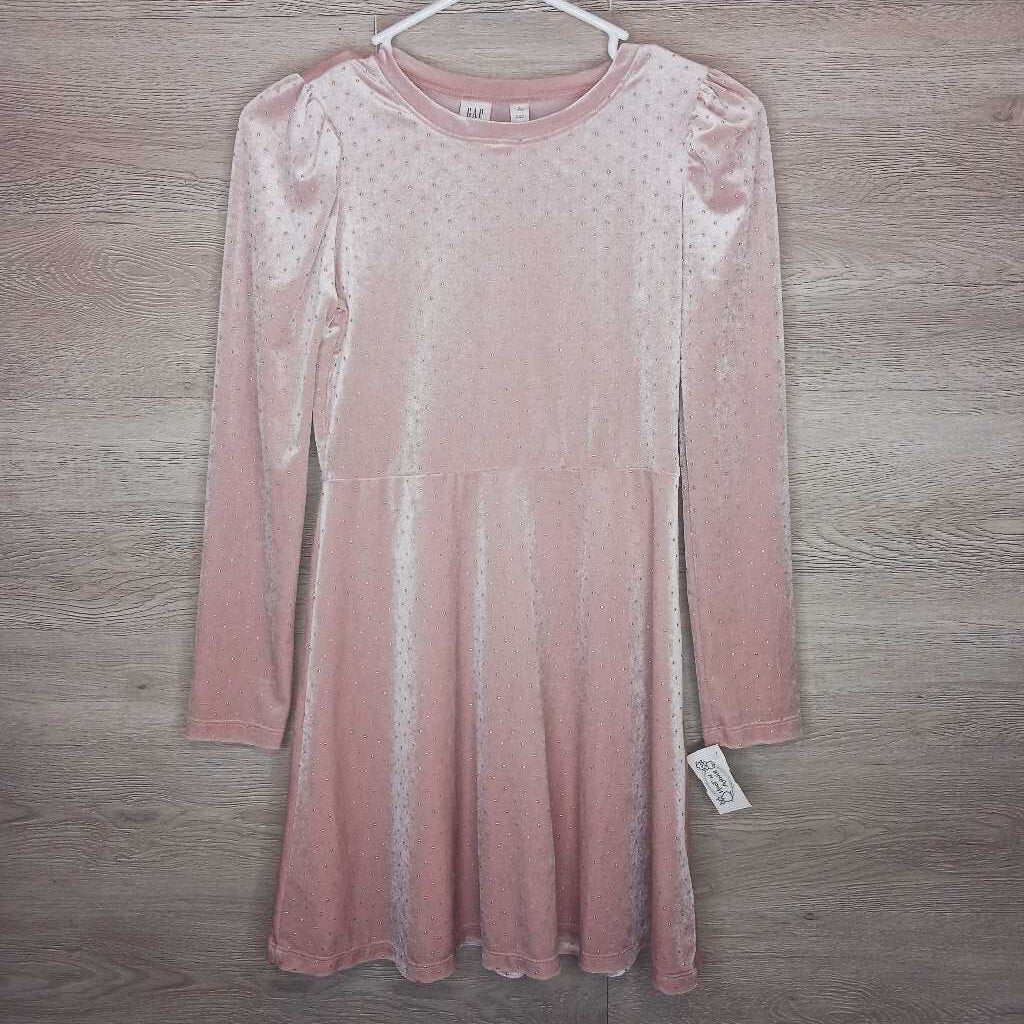 10: Dusty Pink Velour + Gold Dot L/S Dress