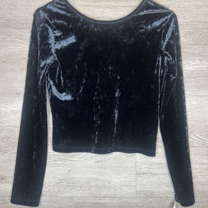 12: Black Crushed Velour Scoop Neck L/S Top