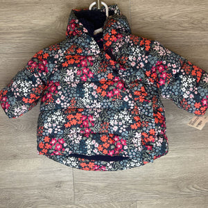 0-6M: Dark Floral Side Zip Puffer Jacket