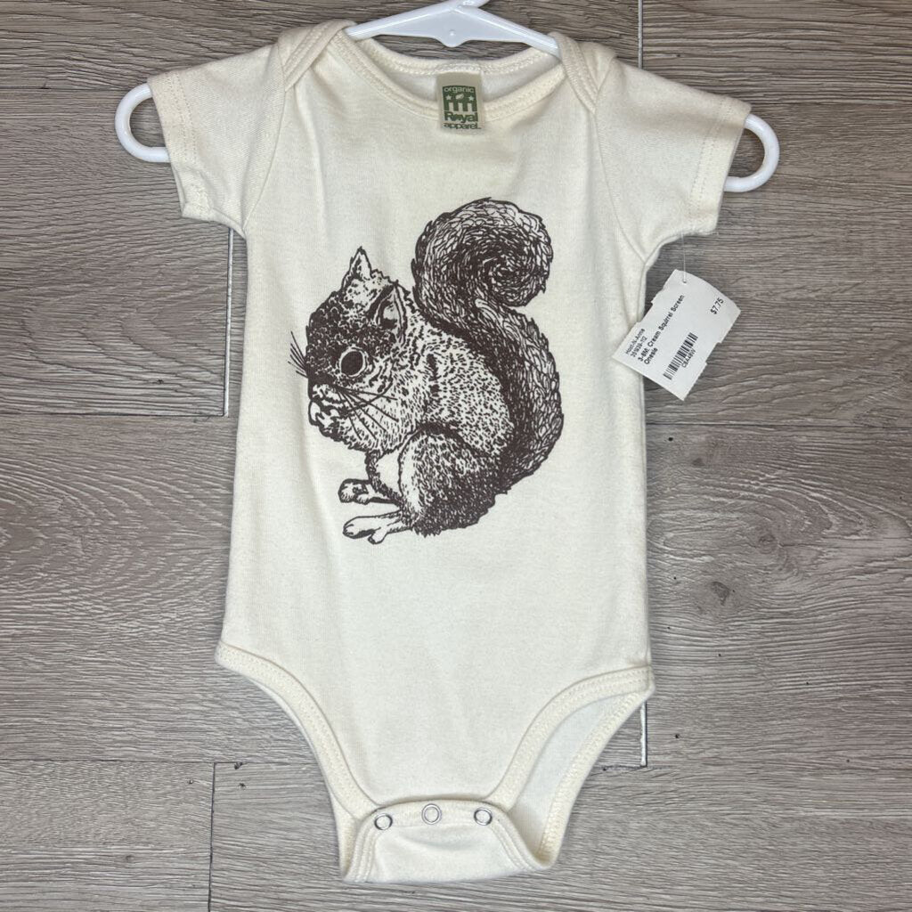 3-6M: Cream Squirrel Screen Onesie