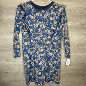 10: Blue Grey Floral Flutter Shoulder L/S Dress