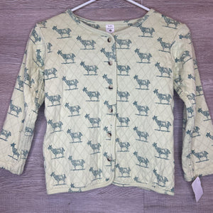 8Y: Light Green Goat Print Quilted Organic Button Up