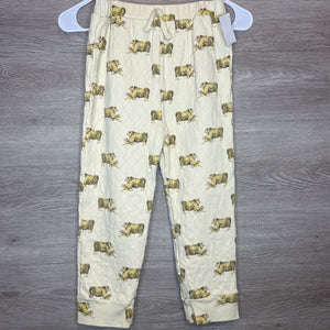 8Y: Cream Sheep Print Quilted Organic Sweatpants