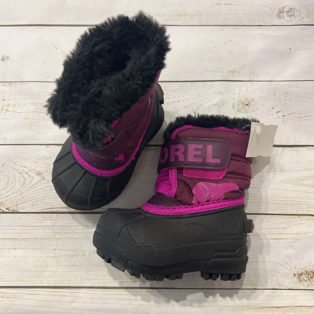 Size 5: Like NEW Plum Velcro Snow Boots