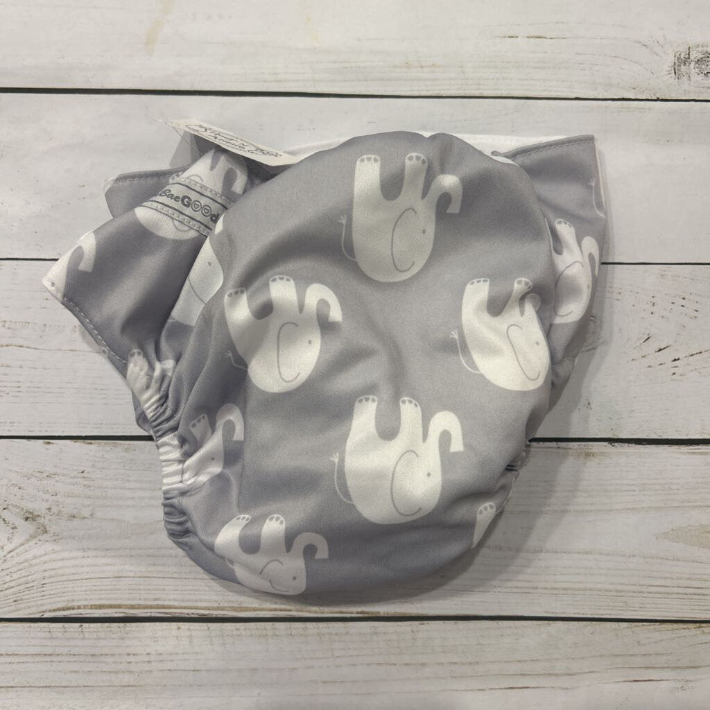 Alva Baby Cloth Diaper w/ Insert - Grey Elephant