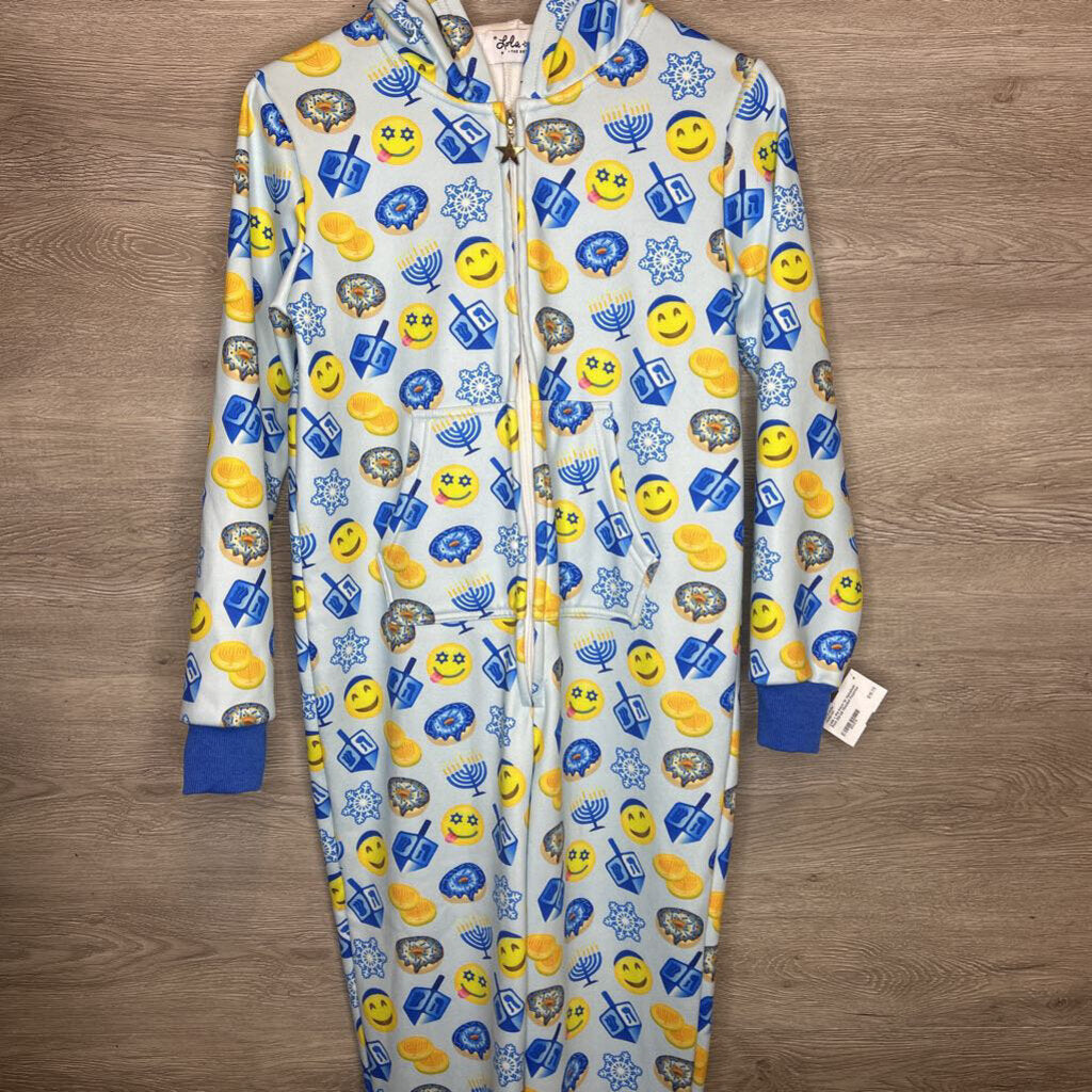 14: Hanukkah Print Zip-Up Hooded Pajamas