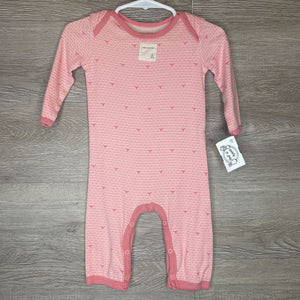 3-6M: Pink Bee Pattern Organic Romper