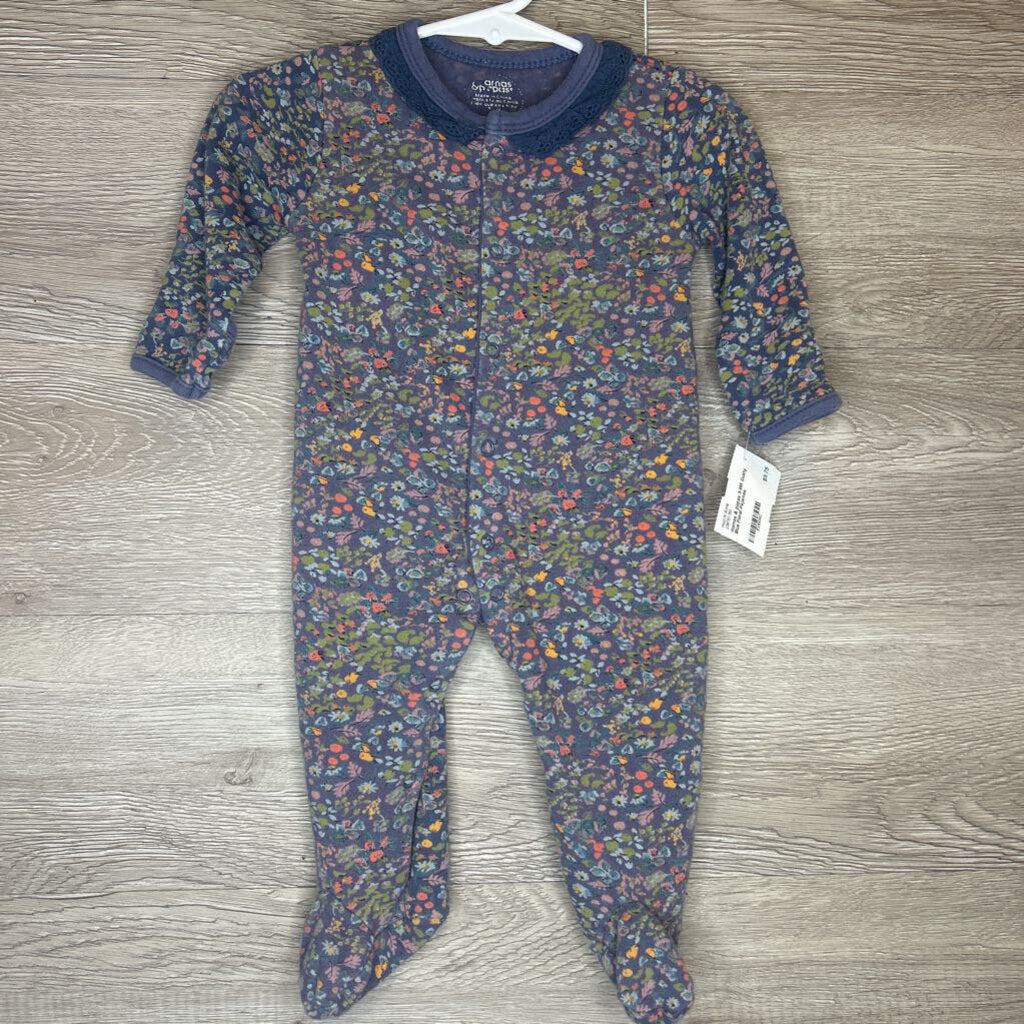 3-6M: Dusty Blue Floral Pajamas