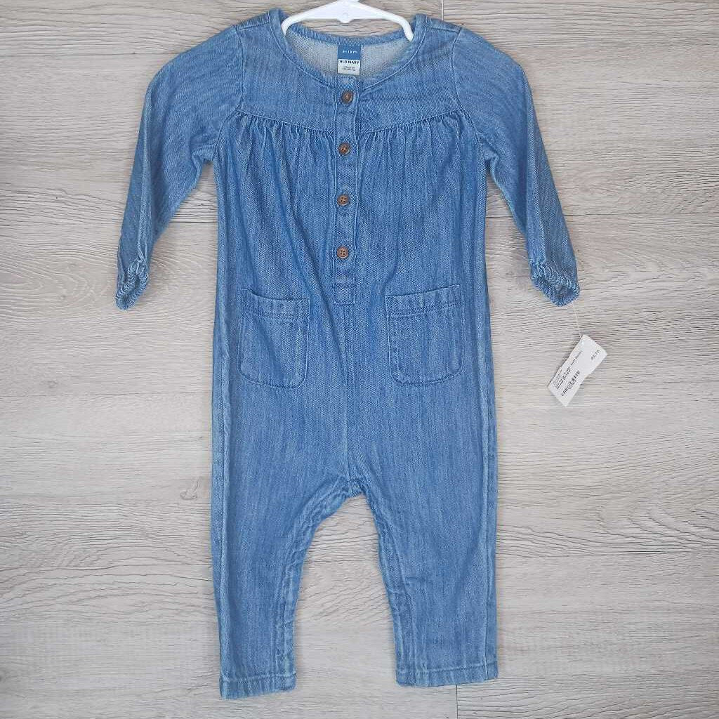 6-12M: Soft Denim Henley Romper
