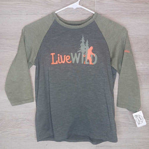 8: Live Wild Grey + Olive Raglan Top